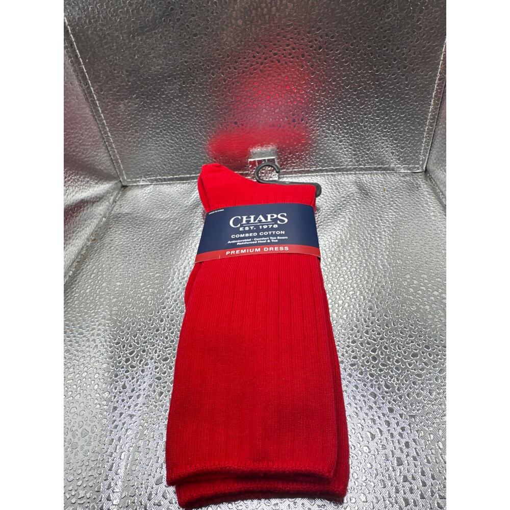 Chaps Red Men’s Premium Combed Cotton Ribbed Dress Socks Size 10-13 NWT